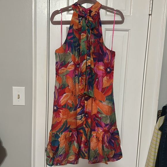 MSK TROPICAL rayon blend size large mini dress - Picture 4 of 4